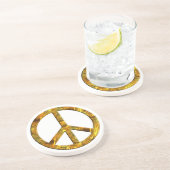 PEACE-Symbol - GOLD Getränkeuntersetzer (Seite)