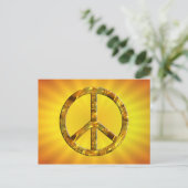 PEACE-Symbol - GOLD Postkarte (Stehend Vorderseite)