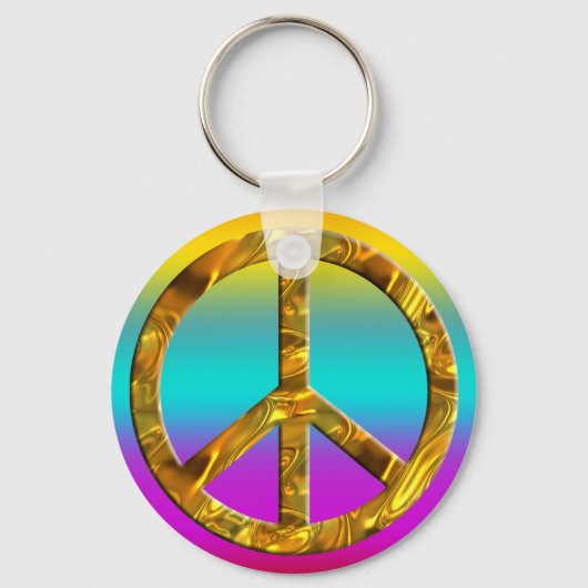 PEACE-Symbol - GOLD Schlüsselanhänger (Vorderseite)