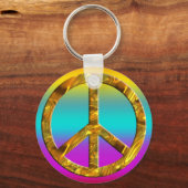 PEACE-Symbol - GOLD Schlüsselanhänger (Vorderseite)