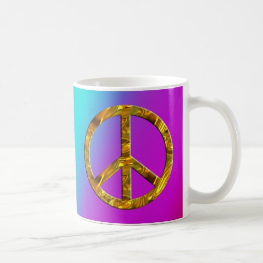 PEACE-Symbol - GOLD & SILVER Kaffeetasse (Rechts)