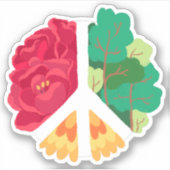 PEACE SYMBOL - Grüner Wald und rote Blume Aufkleber (Vorderseite)