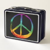PEACE Symbol - Hippie Watercolor Krawatte Farbstof Metall Brotdose (Rückseite)