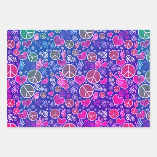 Peace Symbol Hipster Pacifism Signature Set Geschenkpapier Set (Vorderseite 3)