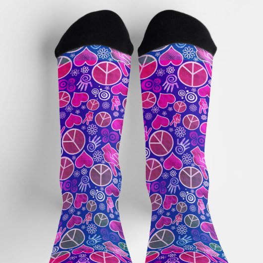 Peace Symbol Hipster Pacifism Signs Socks Socken (Oben)