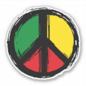 Peace Symbol mit Reaggafarben Aufkleber (Vorderseite)
