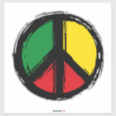 Peace Symbol mit Reaggafarben Aufkleber (Blatt)