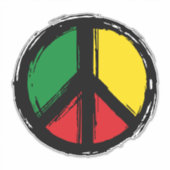 Peace Symbol mit Reaggafarben Aufkleber (Vorderseite)