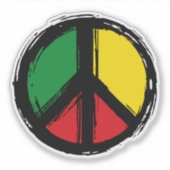Peace Symbol mit Reaggafarben Aufkleber (Vorderseite)