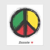 Peace Symbol mit Reaggafarben Aufkleber (Blatt)