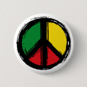 Peace Symbol mit Reaggafarben Button (Vorderseite)