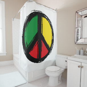 Peace Symbol mit Reaggafarben Duschvorhang