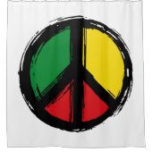 Peace Symbol mit Reaggafarben Duschvorhang (Vorderseite)