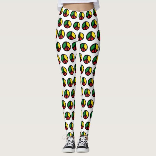 Peace Symbol mit Reaggafarben Leggings (Vorderseite)