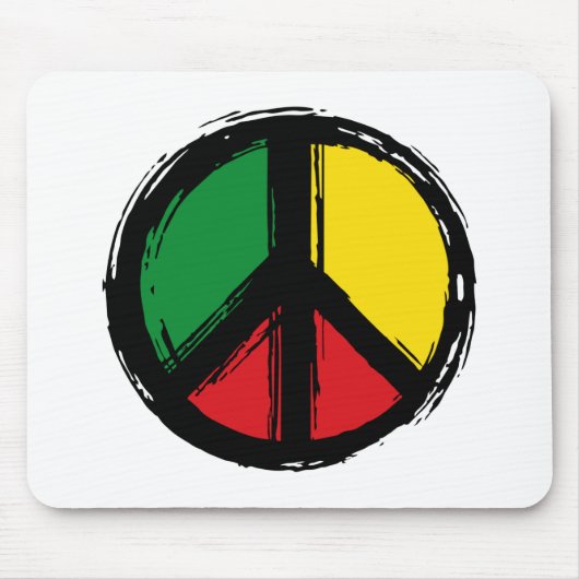 Peace Symbol mit Reaggafarben Mousepad (Vorne)
