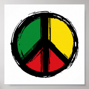 Peace Symbol mit Reaggafarben Poster