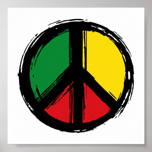 Peace Symbol mit Reaggafarben Poster (Vorne)