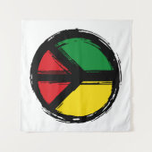 Peace Symbol mit Reaggafarben Wandteppich (Vorderseite (Horizontal))