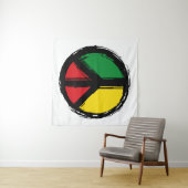 Peace Symbol mit Reaggafarben Wandteppich (Beispiel (Horizontal))