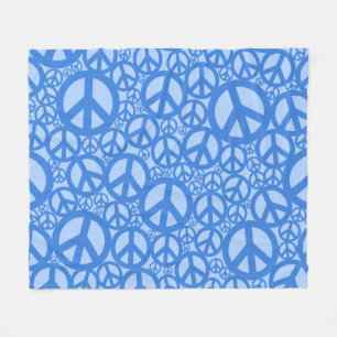 Peace Symbol Pattern Blue Fleecedecke