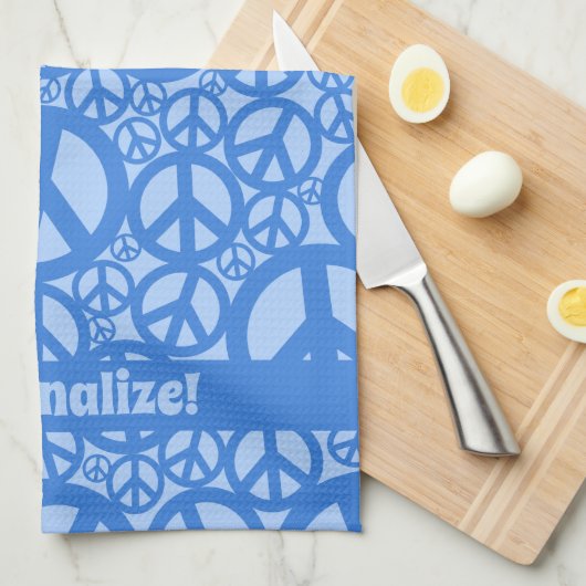 Peace Symbol Pattern Blue Geschirrtuch (Viertel Falte)