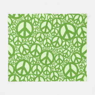 Peace Symbol Pattern Green Fleecedecke