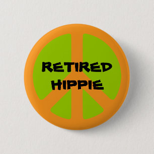 Peace Symbol, Remüde Hippie, Pinback-Taste. Button