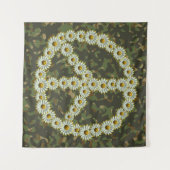 PEACE Symbol Sign - Hippie Blume Daisy Camouflage Wandteppich (Vorderseite (Horizontal))