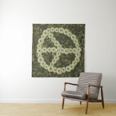PEACE Symbol Sign - Hippie Blume Daisy Camouflage Wandteppich (Beispiel (Horizontal))
