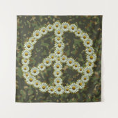 PEACE Symbol Sign - Hippie Blume Daisy Camouflage Wandteppich (Vorderseite)