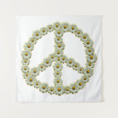 PEACE Symbol Sign - Hippie Blume Daisy Wreath Wandteppich (Vorderseite)