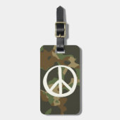 PEACE Symbol Sign - Hippie Green Khaki Camouflage Gepäckanhänger (Vorderseite vertikal)