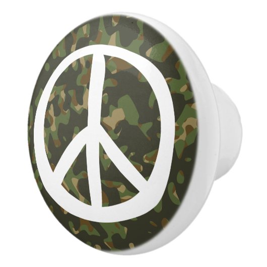 PEACE Symbol Sign - Hippie Green Khaki Camouflage Keramikknauf (Rechts)