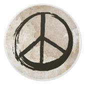 PEACE Symbol signieren Hippie Liebe 1960er gebürst Keramikknauf (Vorderseite)