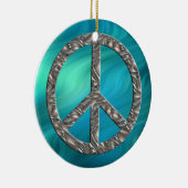 PEACE-Symbol - SILVER | Blaue Wellen Keramikornament (Rechts)