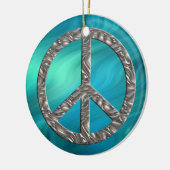 PEACE-Symbol - SILVER | Blaue Wellen Keramikornament (Links)