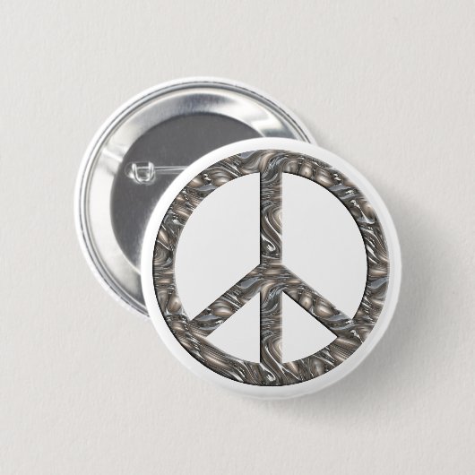 PEACE-Symbol - SILVER Button (Vorne & Hinten)