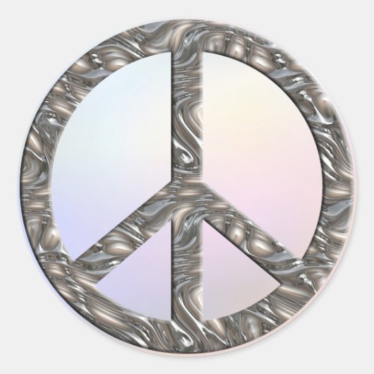 PEACE-Symbol - SILVER | Farblicht Runder Aufkleber (Vorderseite)