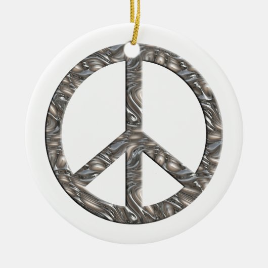 PEACE-Symbol - SILVER & GOLD Keramikornament (Vorne)