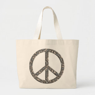 PEACE-Symbol - SILVER Jumbo Stoffbeutel