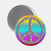 PEACE-Symbol - SILVER Magnet (Vorderseite/Rückseite)