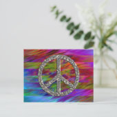 PEACE-Symbol - SILVER Postkarte (Stehend Vorderseite)