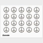 PEACE-Symbol - SILVER Runder Aufkleber (Blatt)