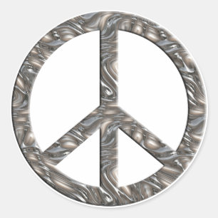 PEACE-Symbol - SILVER Runder Aufkleber