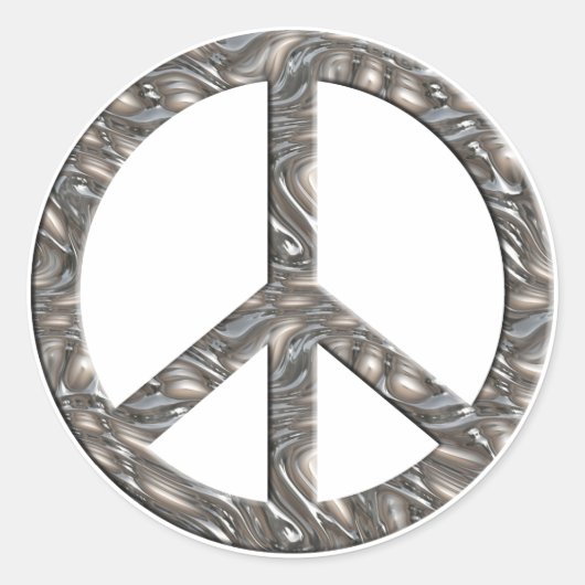 PEACE-Symbol - SILVER Runder Aufkleber (Vorderseite)
