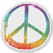 PEACE Symbol Zeichen Hippie Aquarell Krawatte Farb Aufkleber (Vorderseite)