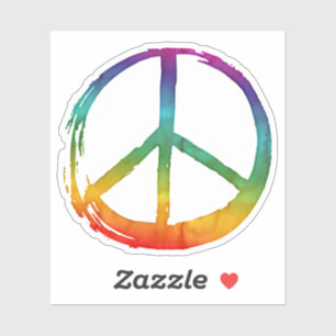 PEACE Symbol Zeichen Hippie Aquarell Krawatte Farb Aufkleber