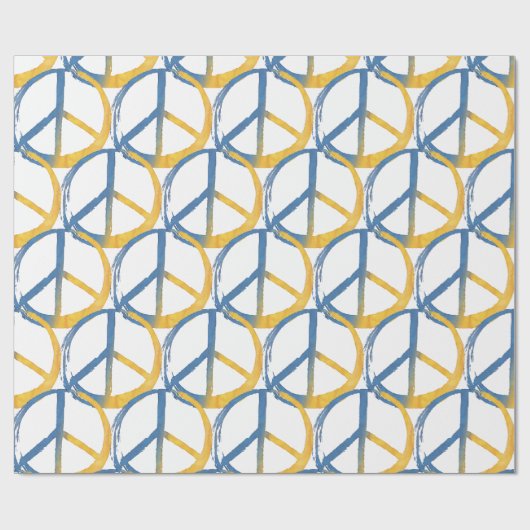 PEACE-Symbol Zeichen ukrainische Flagge Geschenkpapier (Flach)