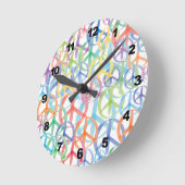 Peace Symbols Art Runde Wanduhr (Winkel)