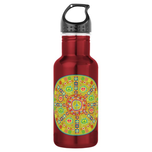 Peace Symbols Design Edelstahlflasche (Vorderseite)